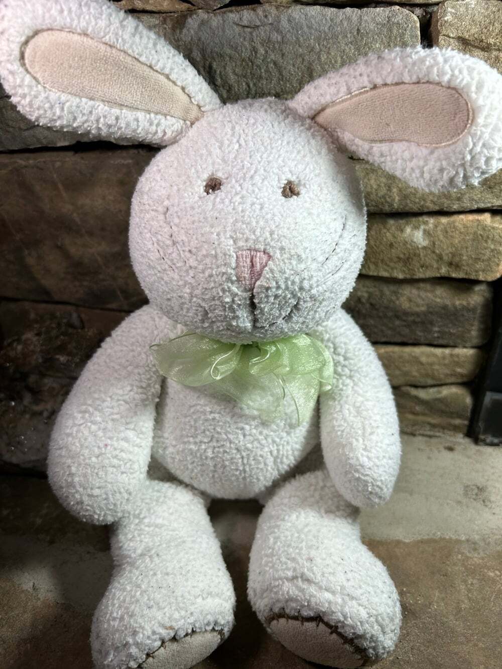 Koala Baby White Bunny Plush green bow